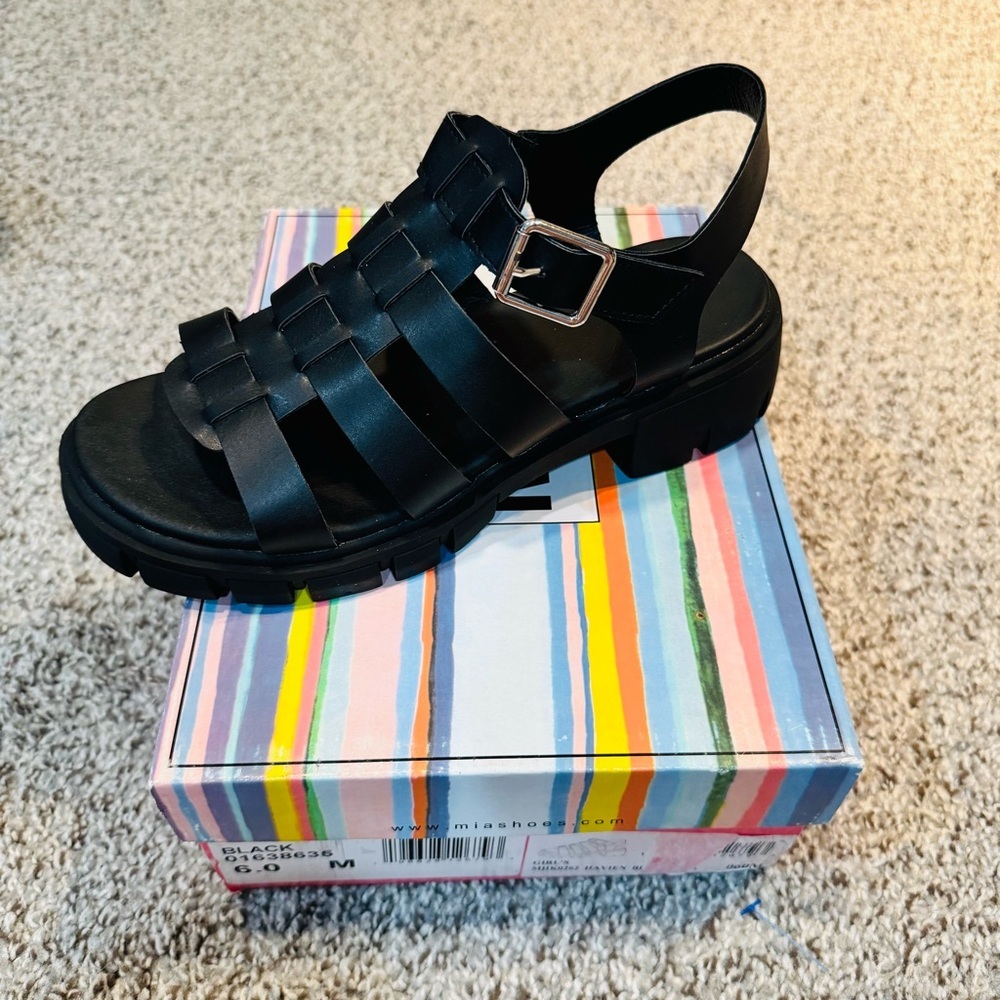 Mia Havien Girls Lugged Sole Strappy Slingback Sandals Size 6 - Picture 4 of 6